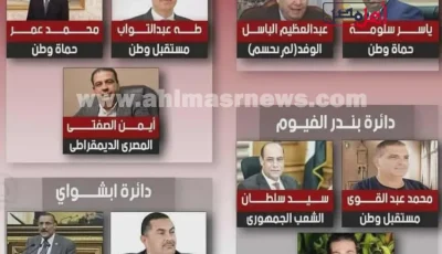 ترشيحات أحزاب التحالف للمقاعد الفردية في انتخابات مجلس النواب 2025 بالفيوم